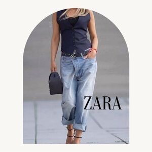Zara  denim
Size14 but I’d suggest getting a larger size for the oversized look